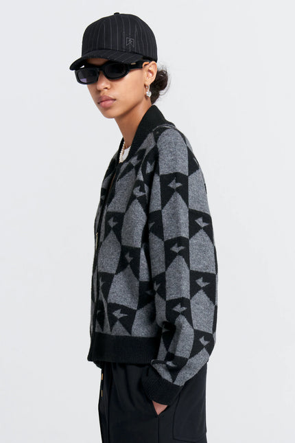 Karen Walker Monogram Knit Bomber - Black