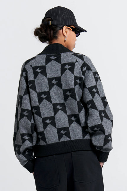 Karen Walker Monogram Knit Bomber - Black