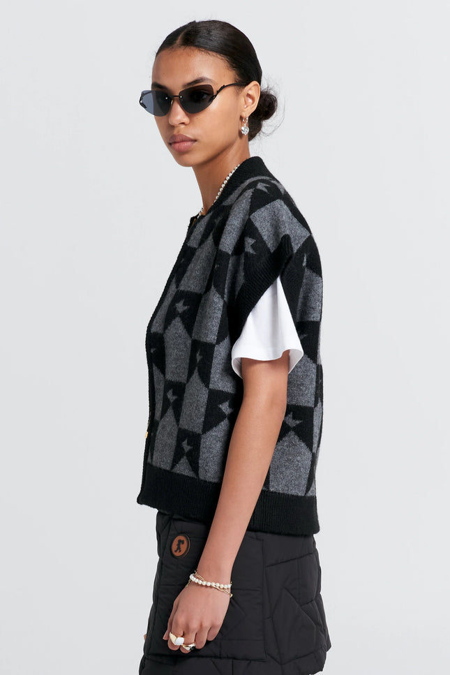 Karen Walker Monogram Knit Vest - Black