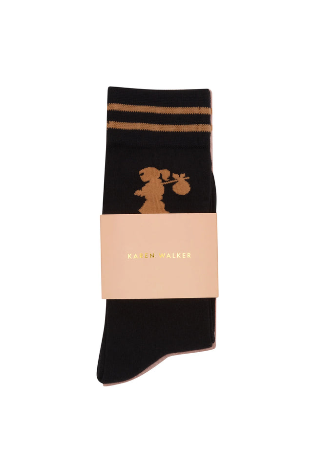 Karen Walker Runaway Girl Socks 2 pack - Black/Pink
