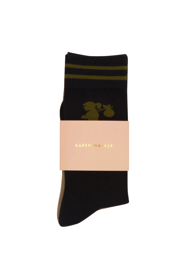 Karen Walker Runaway Girl Socks 2 pack - Black/Sesame