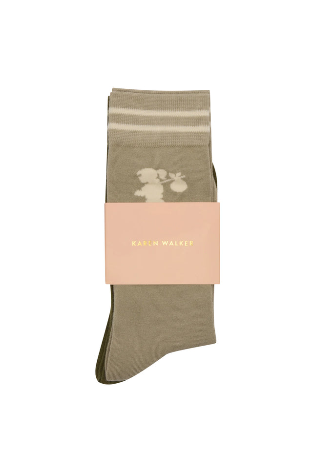 Karen Walker Runaway Girl Socks 2 pack - Sage/Olive