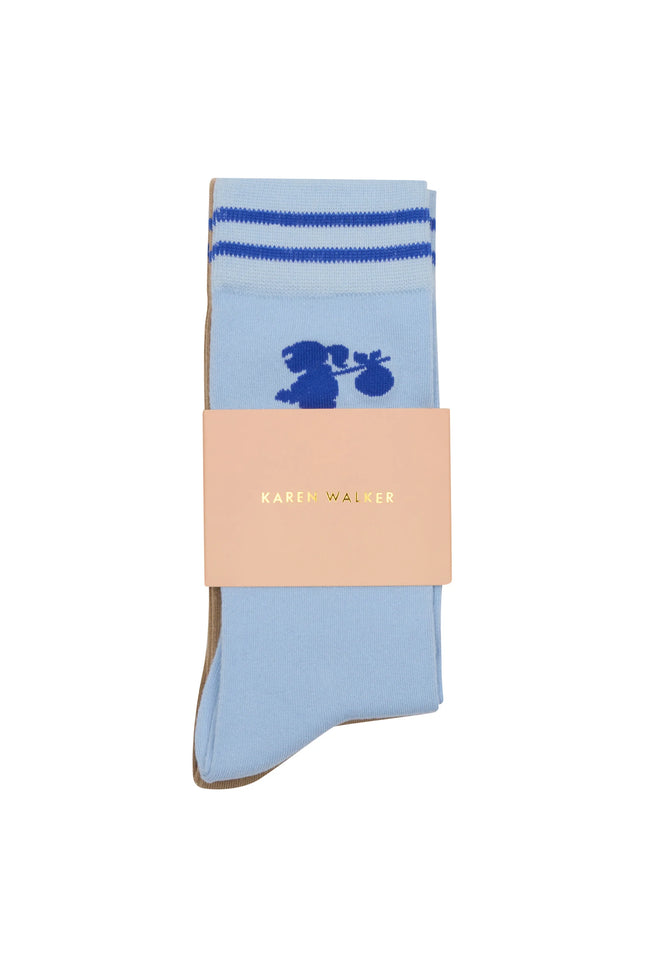Karen Walker Runaway Girl Socks 2 pack - Sky Blue/Sesame