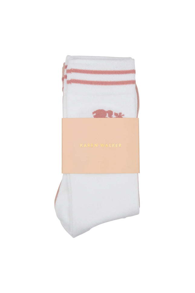 Karen Walker Runaway Girl Socks 2 pack - Pink/White