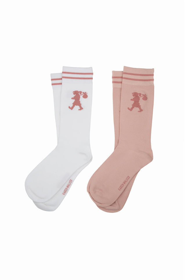 Karen Walker Runaway Girl Socks 2 pack - Pink/White
