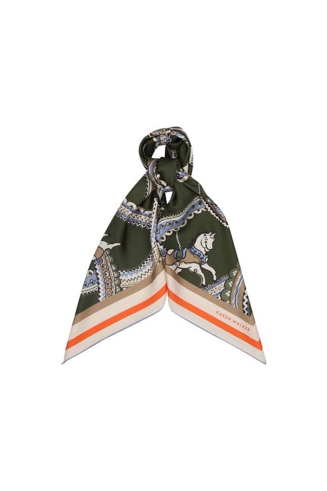 Karen Walker Carousel Classic Silk Scarf - Olive/Multi