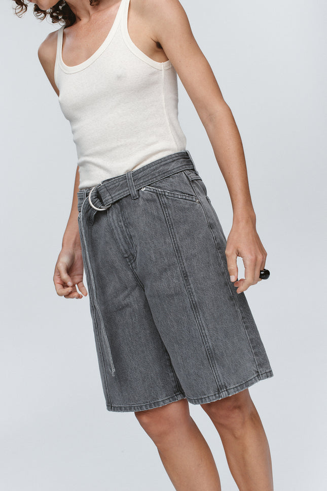 Marle Belted Jean Short ~ Stone