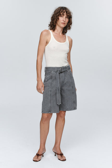 Marle Belted Jean Short ~ Stone