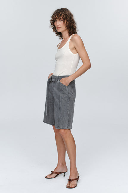 Marle Belted Jean Short ~ Stone