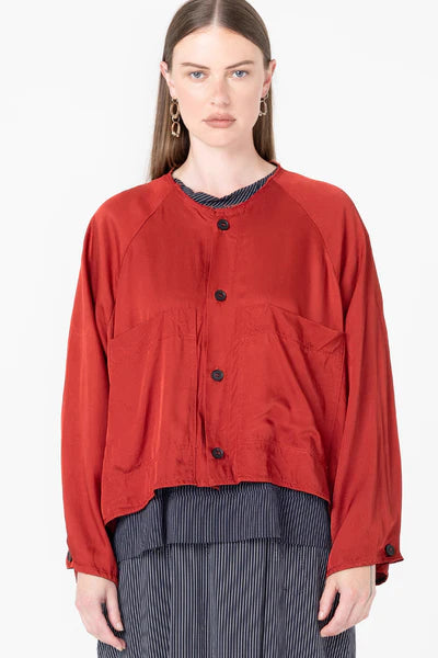 Company of Strangers Hyatt Jacket - Shiny Viscose Twill - Brick
