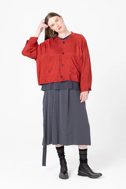 Company of Strangers Hyatt Jacket - Shiny Viscose Twill - Brick