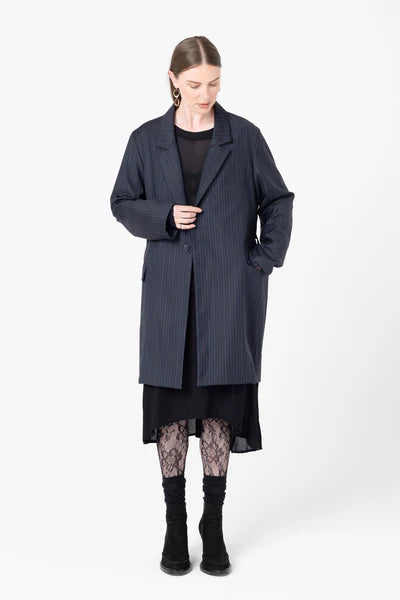 Company of Strangers Powersuit Jacket - Charcoal Wool Stripe