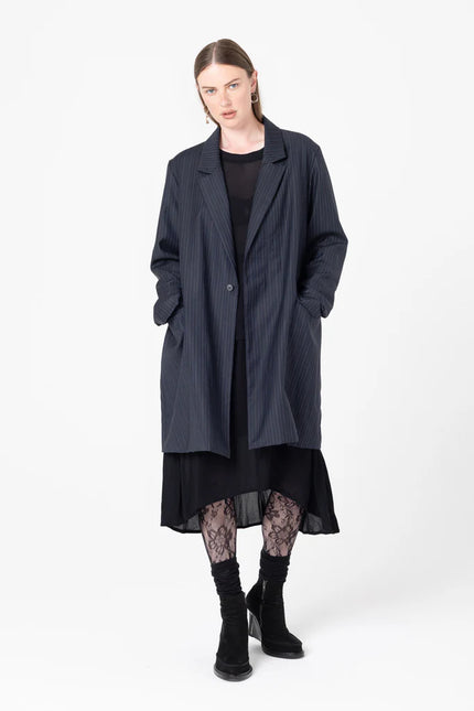 Company of Strangers Powersuit Jacket - Charcoal Wool Stripe
