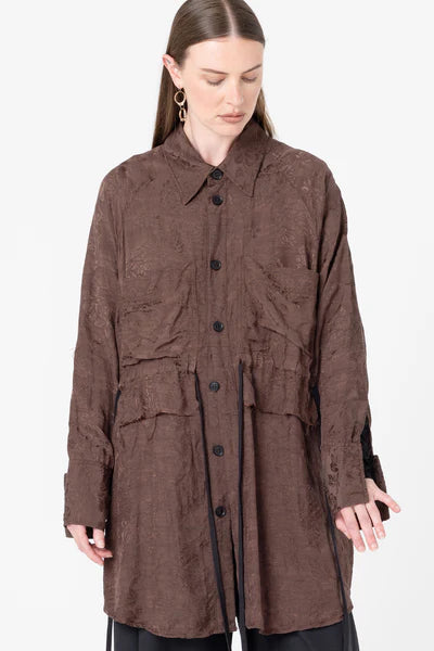 Company of Strangers Facts Shirtdress - Cacao Jaquard