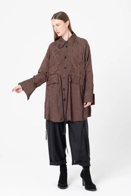 Company of Strangers Facts Shirtdress - Cacao Jaquard