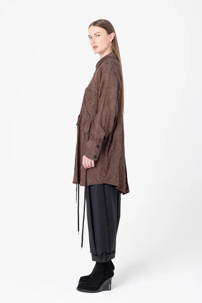 Company of Strangers Facts Shirtdress - Cacao Jaquard