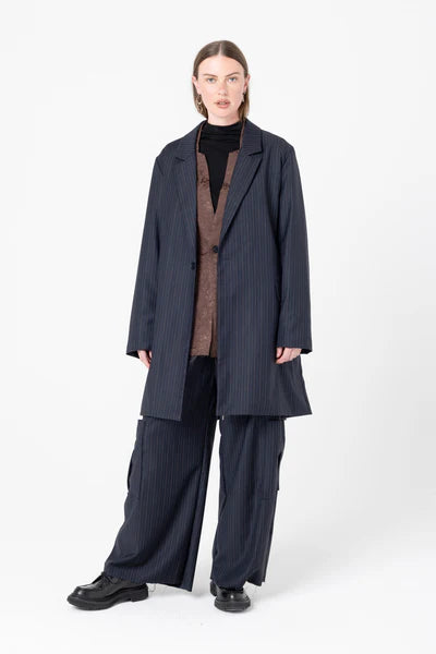 Company of Strangers Powersuit Jacket - Charcoal Wool Stripe