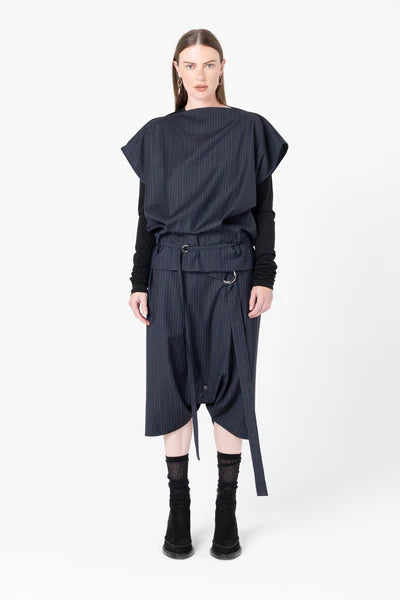 Company of Strangers Mirror Top - Charcoal Wool Stripe
