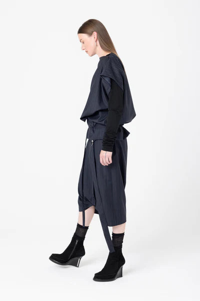 Company of Strangers Mirror Top - Charcoal Wool Stripe