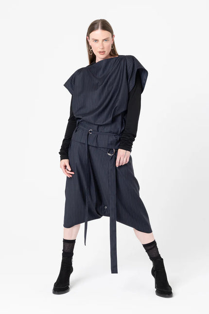 Company of Strangers Mirror Top - Charcoal Wool Stripe