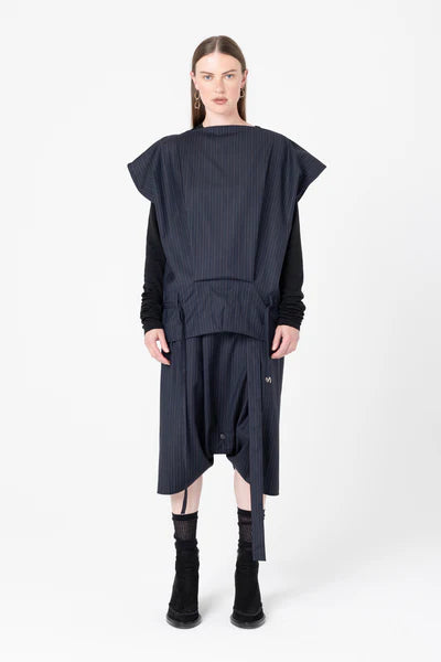 Company of Strangers Mirror Top - Charcoal Wool Stripe