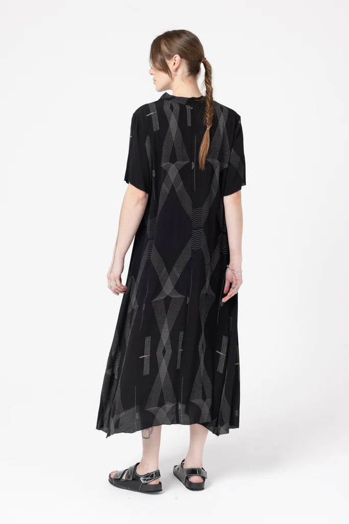 Company Of Strangers Block Dress  - Printed Viscose Twill - Black