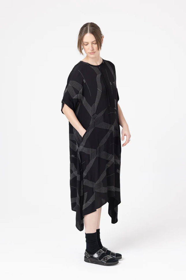 Company Of Strangers Circle Dress - Viscose - Process Print Black