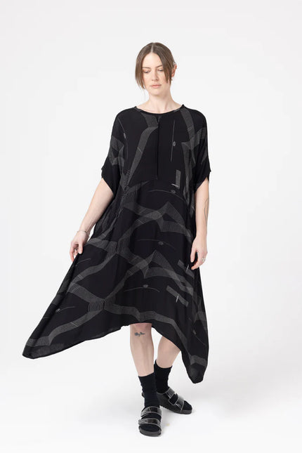 Company Of Strangers Circle Dress - Viscose - Process Print Black