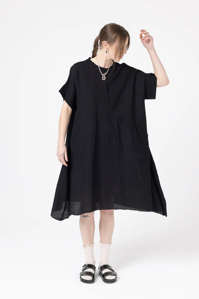 Company Of Strangers Circle Dress - Cotton Seersucker - Black