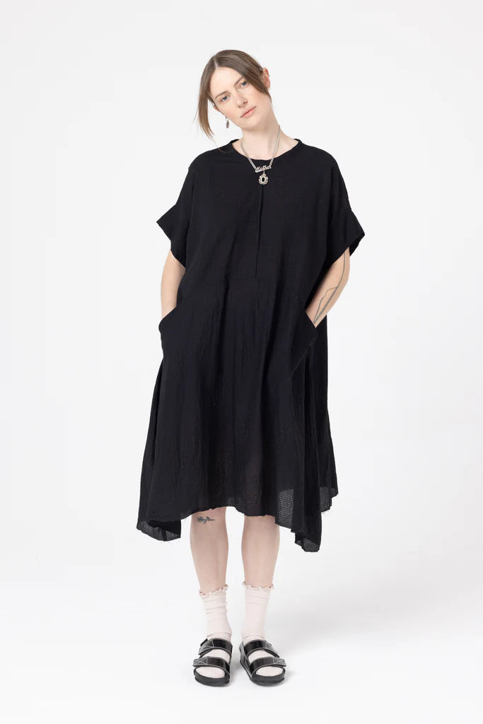 Company Of Strangers Circle Dress - Cotton Seersucker - Black