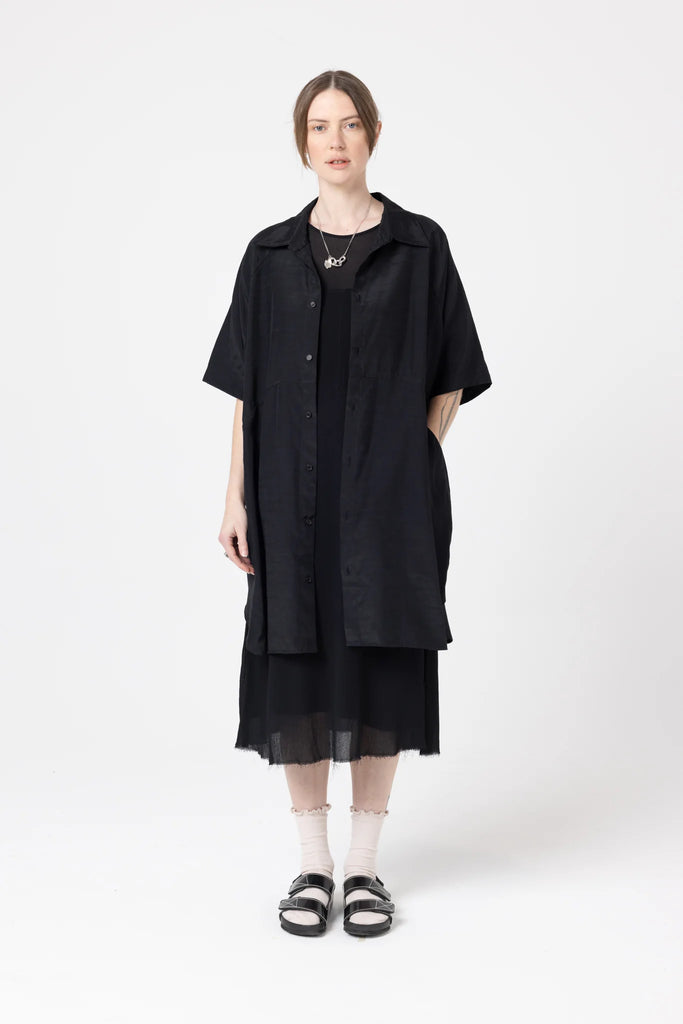 Company of Strangers Curve Shirt - Linen Rayon Slub - Black