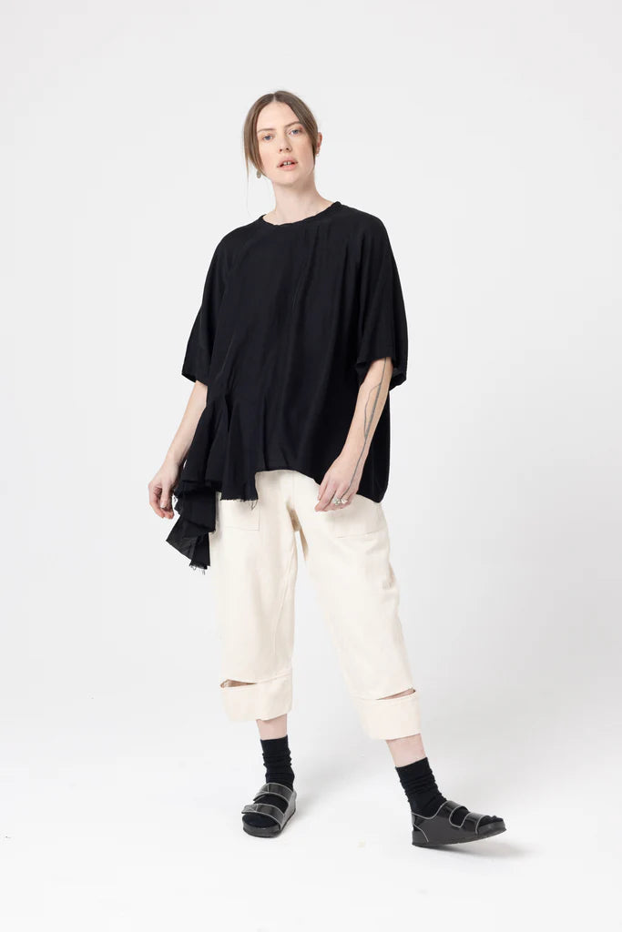 Company Of Strangers Optical Tee - Linen Rayon Slub - Black