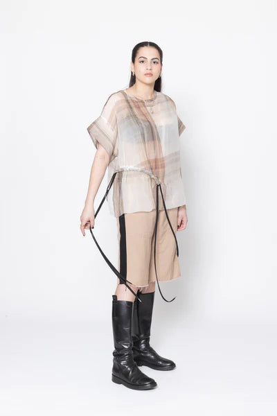 Company of Strangers Neurotic Tee - Coco Plaid