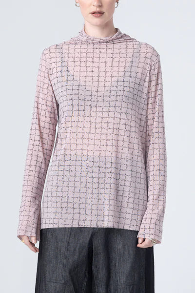 Company of Strangers Missed Top - Printed Nylon Mesh - Blush Grid