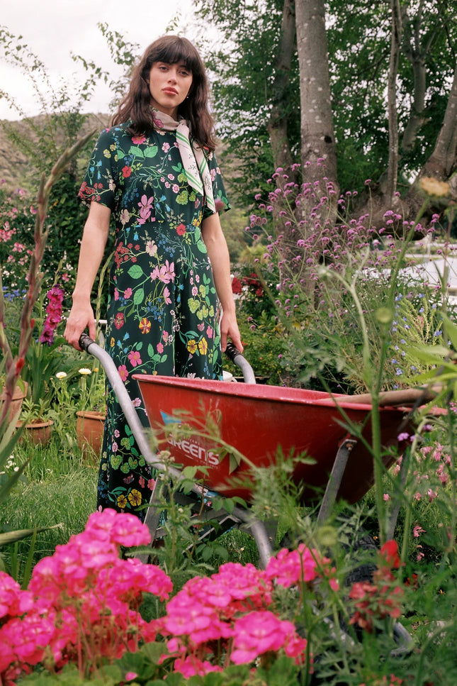 Twenty-Seven Names Madeleine dress - Deep green floral