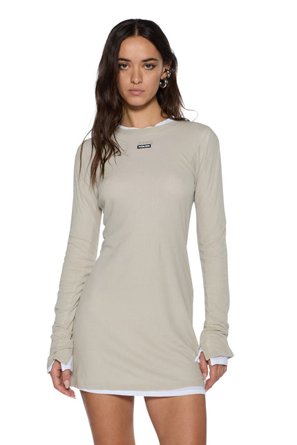 Ksubi Crawford LS Mini Dress - Taupe