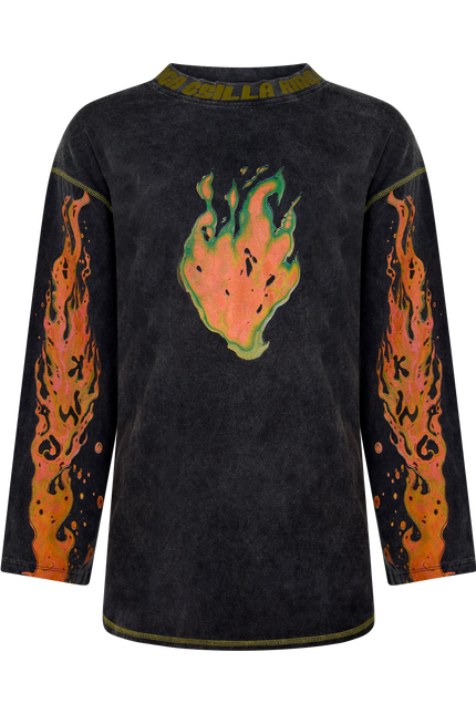 Kinga Csilla Flaming Heart Tommy Tee - Black