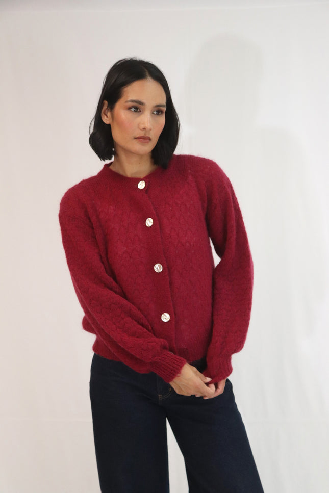 Tatano Asta Cardi - Mohair/Wool Mix - Jam