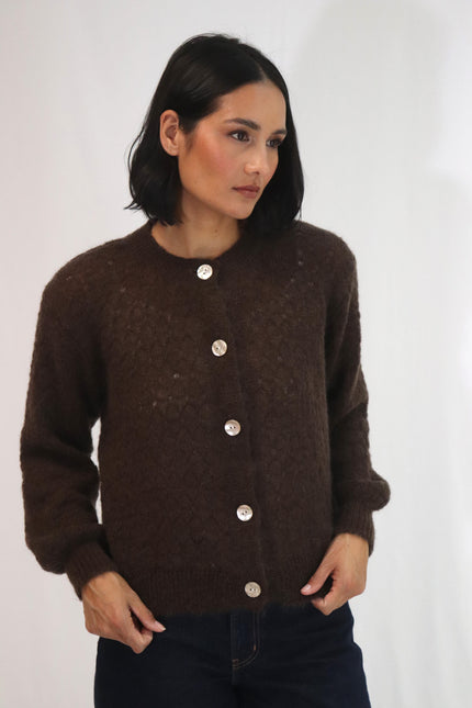 Tatano Asta Cardi - Mohair/Wool Mix - Chocolate