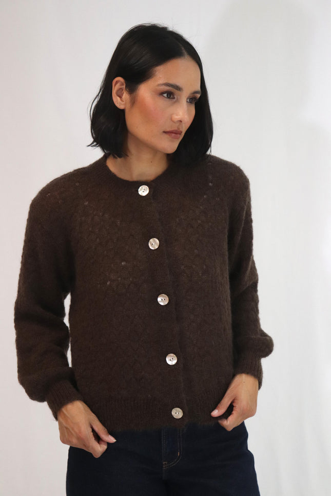 Tatano Asta Cardi - Mohair/Wool Mix - Chocolate