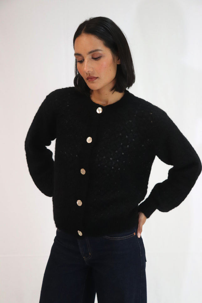 Tatano Asta Cardi - Mohair/Wool Mix - Black