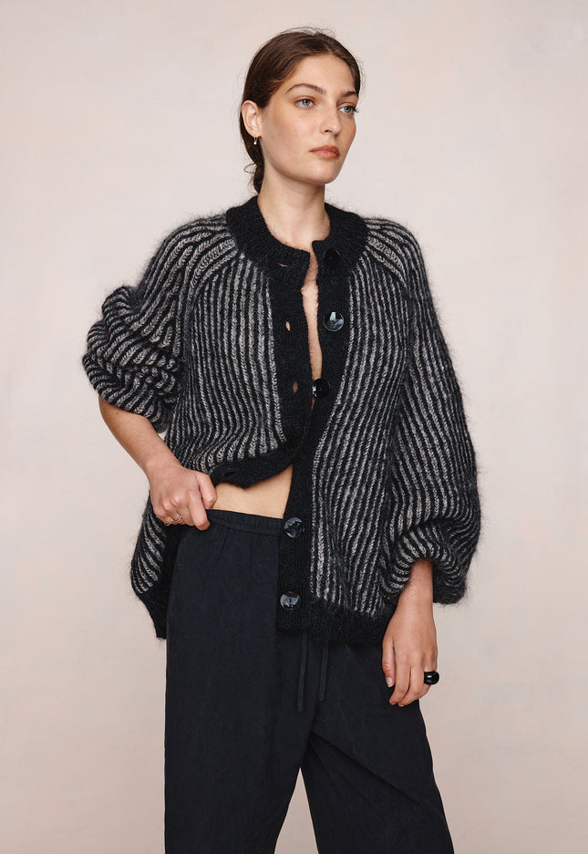 Marle Jasper Cardigan - Black/Greige
