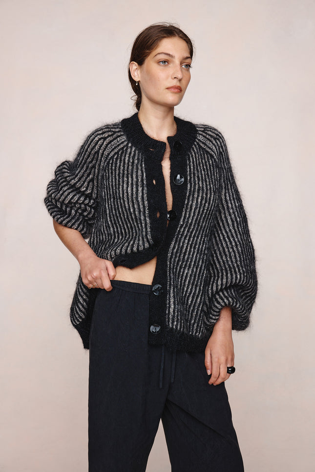Marle Jasper Cardigan - Black/Greige