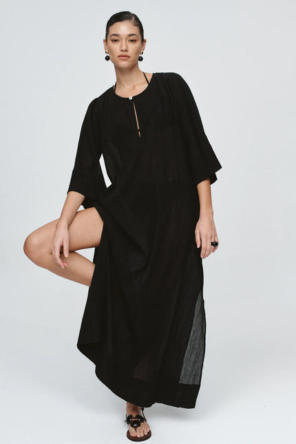 Marle Kaftan Cotton - Black Crinkle