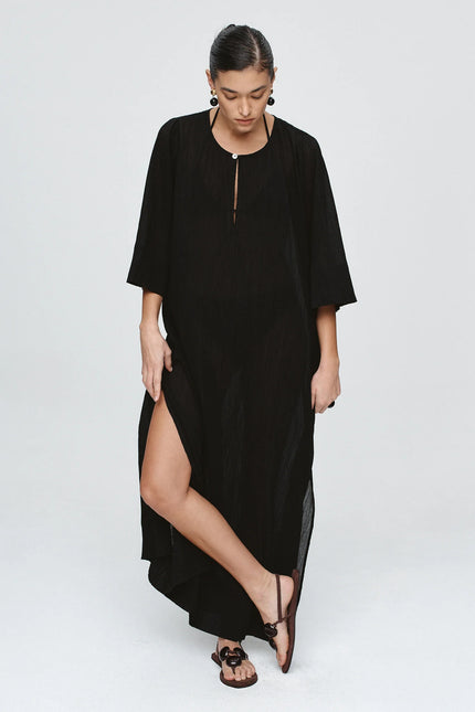 Marle Kaftan Cotton - Black Crinkle