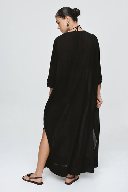 Marle Kaftan Cotton - Black Crinkle
