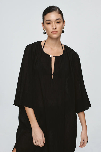 Marle Kaftan Cotton - Black Crinkle