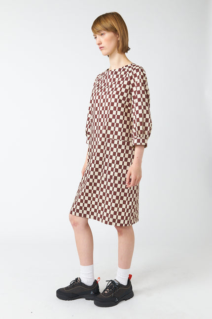Sylvester Checkers Smock Dress - Brown Ivory