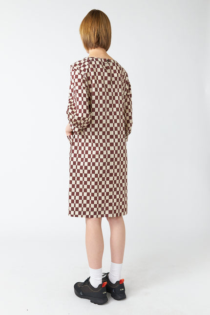 Sylvester Checkers Smock Dress - Brown Ivory