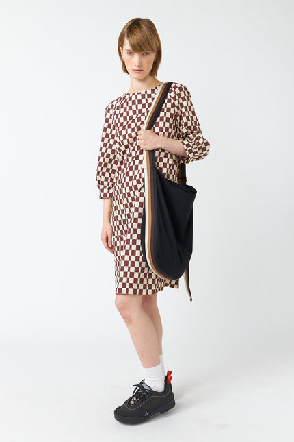Sylvester Checkers Smock Dress - Brown Ivory